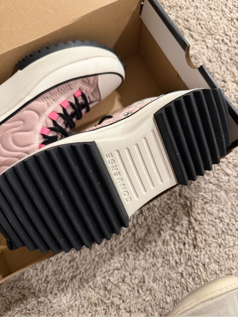 Converse Run Star Hike Quilted High Top Sneakers - Pink Size 7.5 - Picture 2 of 3